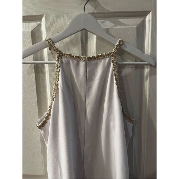 Lilly Pulitzer White & Gold Applique Halter Style Cocktail Dress sz 6 EUC - Picture 4 of 6